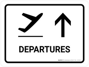 Departure With Up Arrow White Landscape - Wall Sign