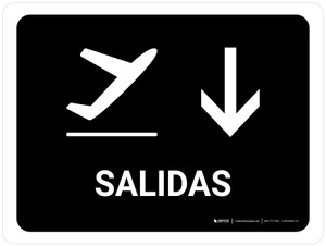 Departure With Down Arrow Black Spanish Landscape - Wall Sign