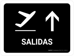 Departure With Up Arrow Black Spanish Landscape - Wall Sign