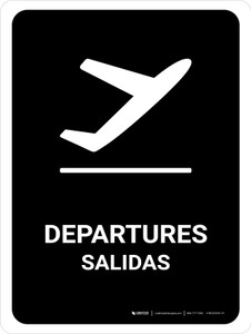 Departure Black Bilingual Spanish Portrait - Wall Sign