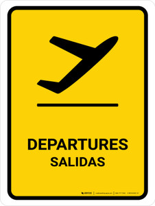 Departure Yellow Bilingual Spanish Portrait - Wall Sign