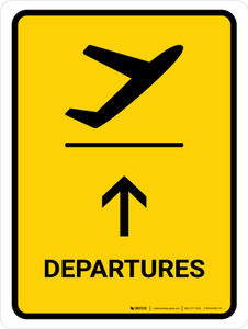 Departure With Up Arrow Yellow Portrait - Wall Sign