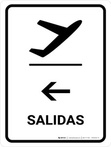 Departure With Left Arrow White Spanish Portrait - Wall Sign