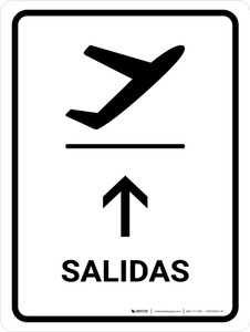 Departure With Up Arrow White Spanish Portrait - Wall Sign