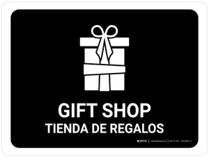 Gift Shop Black Bilingual Spanish Landscape - Wall Sign