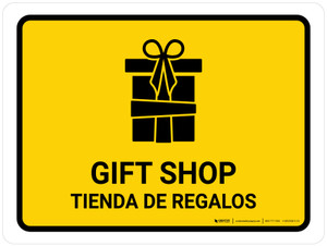 Gift Shop Yellow Bilingual Spanish Landscape - Wall Sign