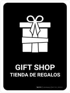 Gift Shop Black Bilingual Spanish Portrait - Wall Sign