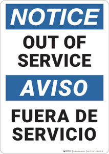 Notice: Out Of Service Bilingual Spanish - Wall Sign