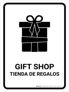 Gift Shop White Bilingual Spanish Portrait - Wall Sign