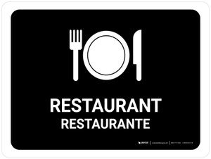 Restaurant Black Bilingual Landscape - Wall Sign