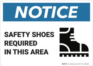 Notice: Safety Shoes Required In This Area - Wall Sign