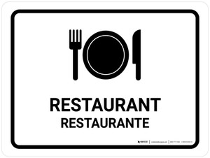 Restaurant White Bilingual Spanish Landscape - Wall Sign