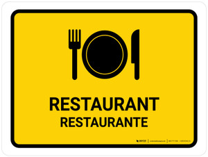 Restaurant Yellow Bilingual Spanish Landscape - Wall Sign
