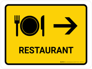 Restaurant With Right Arrow Yellow Landscape - Wall Sign