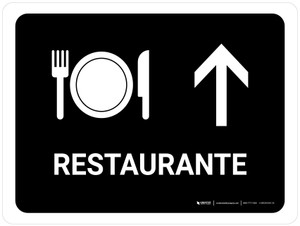 Restaurant With Up Arrow Black Spanish Landscape - Wall Sign