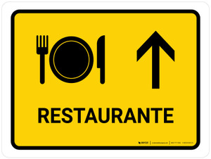 Restaurant With Up Arrow Yellow Spanish Landscape - Wall Sign
