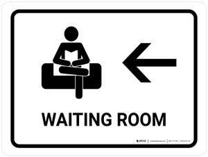 Waiting Room With Left Arrow White Landscape - Wall Sign