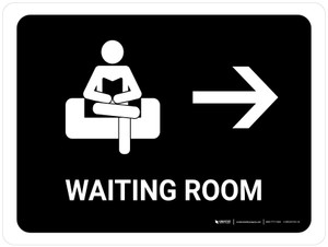 Waiting Room With Right Arrow Black Landscape - Wall Sign