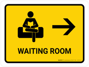 Waiting Room With Right Arrow Yellow Landscape - Wall Sign