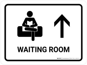 Waiting Room With Up Arrow White Landscape - Wall Sign