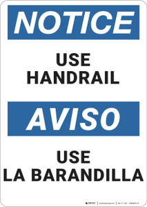 Notice: Use Handrail Bilingual Spanish - Wall Sign