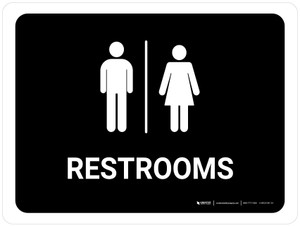 Restrooms Black Landscape - Wall Sign