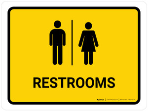 Restrooms Yellow Landscape - Wall Sign