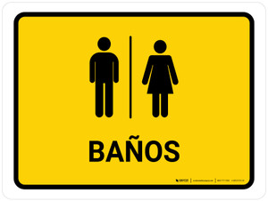 Restrooms Yellow Spanish Landscape - Wall Sign