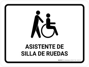 Wheelchair Assistant White Spanish Landscape - Wall Sign