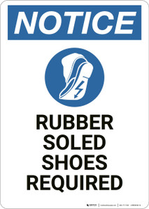 Notice: Rubber Soled Shoes Required - Wall Sign