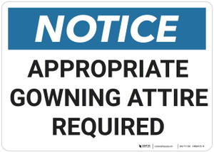 Notice: Appropriate Gowning Attire Required - Wall Sign