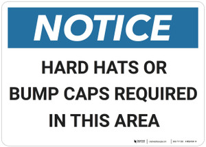 Notice: Hard Hats Bump Caps Required - Wall Sign