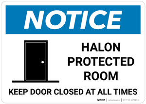Notice: Halon Protected Room Keep Door Closed - Wall Sign