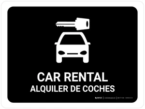 Car Rental Black Bilingual Spanish Landscape - Wall Sign