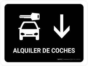 Car Rental With Down Arrow Black Spanish Landscape - Wall Sign