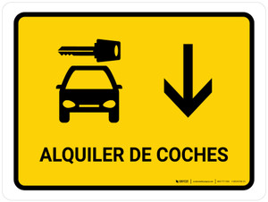 Car Rental With Down Arrow Yellow Spanish Landscape - Wall Sign
