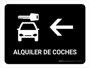 Car Rental With Left Arrow Black Spanish Landscape - Wall Sign