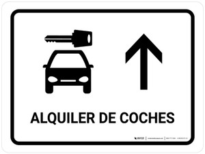 Car Rental With Up Arrow White Spanish Landscape - Wall Sign