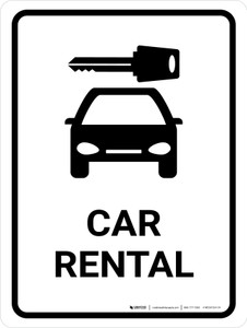 Car Rental White Portrait - Wall Sign