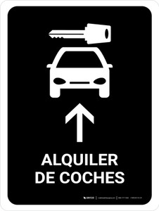 Car Rental With Up Arrow Black Spanish Portrait - Wall Sign