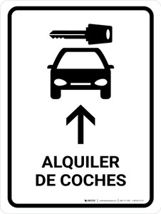 Car Rental With Up Arrow White Spanish Portrait - Wall Sign