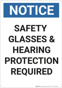 Notice: Safety Glasses Required - Wall Sign