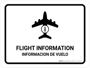 Flight Information White Bilingual Spanish Landscape - Wall Sign