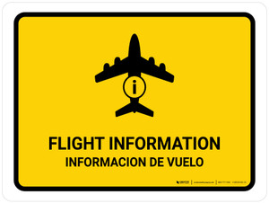 Flight Information Yellow Bilingual Spanish Landscape - Wall Sign