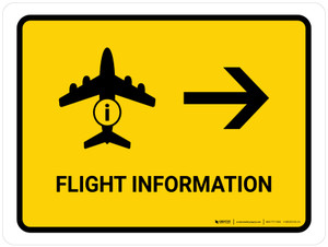 Flight Information With Right Arrow Yellow Landscape - Wall Sign