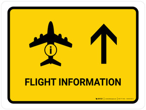 Flight Information With Up Arrow Yellow Landscape - Wall Sign