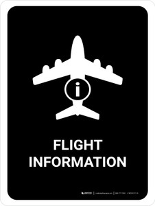 Flight Information Black Portrait - Wall Sign