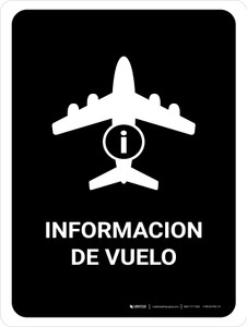 Flight Information Black Spanish Portrait - Wall Sign