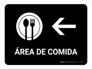 Food Court With Left Arrow Black Spanish Landscape - Wall Sign