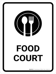 Food Court White Portrait - Wall Sign